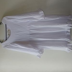Farmhouse Frocks Fee Frock Baby Doll White Gauze Long Sleeve Dress SZ M